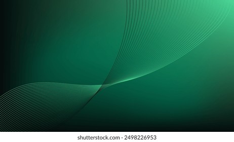 Líneas mezcladas onduladas con fondo abstracto degradado verde oscuro agradable para el Fondo de pantalla o el Anuncio