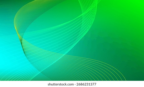 Líneas mezcladas onduladas con lima verde y fondo abstracto de malla de gradiente turquesa agradable para Fondo de pantalla o Anuncio