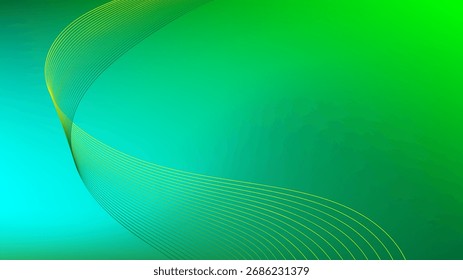 Wavy blended lines with green lime and turquoise gradient mesh abstract background nice for wallpaper or banner