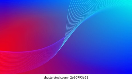 Wavy blended lines with red blue cyan gradient mesh abstract background nice for wallpaper or banner