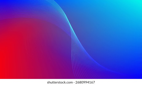 Wavy blended lines with red blue cyan gradient mesh abstract background nice for wallpaper or banner