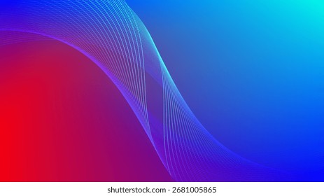 Wellen Blended Linien mit rot-blauem türkisem Farbverlauf Mesh abstrakter Hintergrund schön für Tapete oder Banner