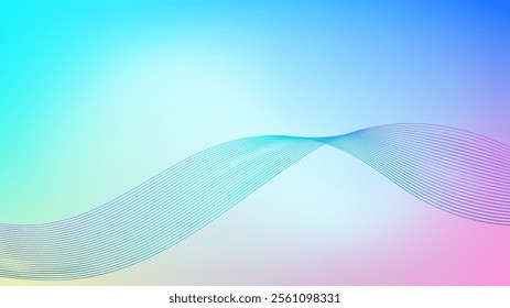 Wavy blended lines with smooth colorful gradient mesh abstract background nice for wallpaper or banner