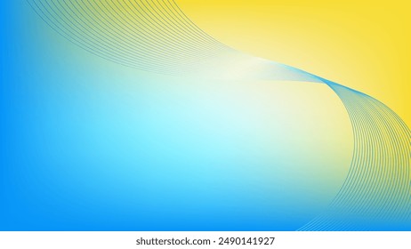 Líneas onduladas mezcladas con fondo abstracto de malla degradada amarillo y azul agradable para el Fondo de pantalla o el Anuncio