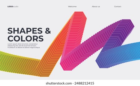 Wavy blended shape with Rainbow colors. Vector illustration.