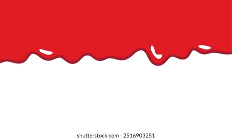 wavy blood donation. Dripping blood pattern. Medicine, science vector. Red paint flow. Puddles of red paint. Vector cartoon illustration. melted ketchup splat.