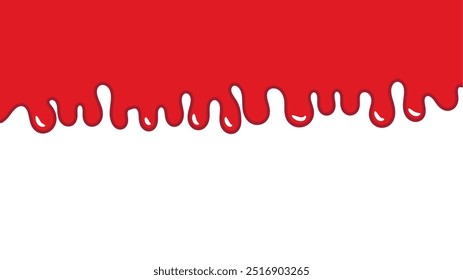 gewellte Blutspende Tropfendes Blutbild. Medizin, Wissenschaft, Vektor. Rote Farbe fließt. Pfützen mit roter Farbe. Vektorgrafik. geschmolzener Ketschupsplat.