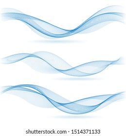 Wavy blue abstract element set. Modern blue wave background with smooth curve. Dynamic vector illustration.