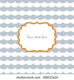 Wavy blue background. The invitation in marine style. Vector illustration.