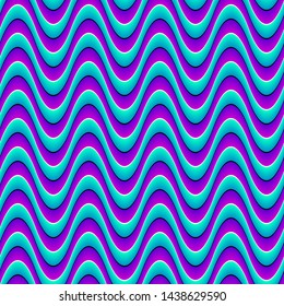 Wavy blue background. Motion illusion. Seamless pattern.