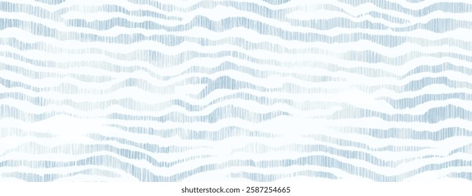 Wavy blue background with a textured, striped pattern. The blue background features light blue and white waves, creating a serene look. Wave background vector. Blue background.