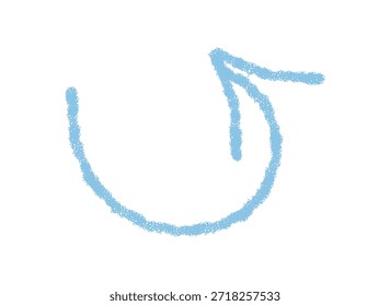 Flecha de tiza azul ondulada dibujada a mano en estilo boceto con un trazo texturizado. Este símbolo de puntero utiliza un elemento gráfico para conceptos modernos audaces y fondos de arte, ofreciendo un atractivo visual dinámico.