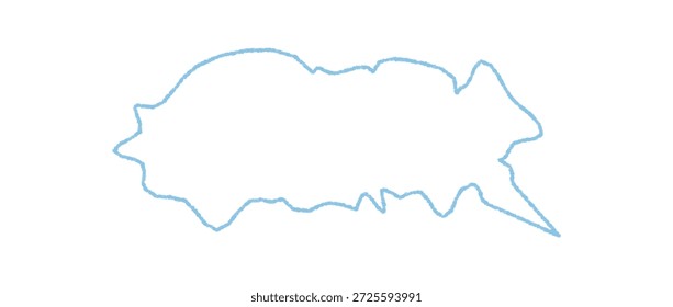 Burbuja de discurso de tiza azul ondulada con contorno dibujado a mano y contorno suave. Cuadro de texto redondo para mensaje, comentario o chat, icono de conversación con contorno limpio, burbuja de discurso moderno para comunicación o texto.