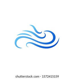 Wavy blue color object logo icon vector flat style isolated on white background
