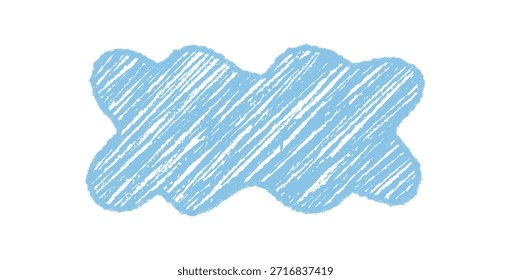 Der gewellte blaue Stift-Blasen-Rand steht als groovende Retro-Form mit Kreide-Skizzen-Schattierung. Grafik y2k Hintergrundrahmen bringt verspielten Pop und abstrakte Vintage-Stil Design.