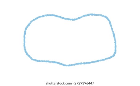 El contorno de lápiz azul ondulado forma un marco de cuadro de texto rectangular. Borde orgánico simple con un estilo de boceto. Elemento gráfico adecuado para el fondo, el Anuncio o la Plantilla de tarjetas modernas.
