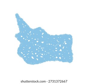 Wavy blue crayon speech bubble rectangle with scribble and organic shape. Talk message in playful comment format, modern graphic style and hand drawn illustration for creative communication.