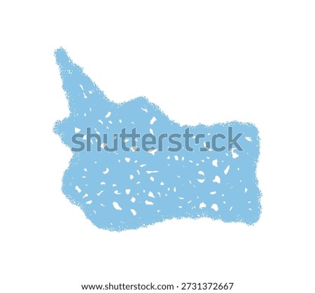 Wavy blue crayon speech bubble rectangle with scribble and organic shape. Talk message in playful comment format, modern graphic style and hand drawn illustration for creative communication.