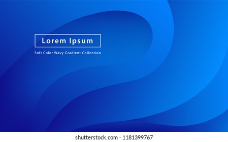 Wavy blue geometric background. Trendy abstract gradient shapes composition. Eps10 vector. Landing page template.
