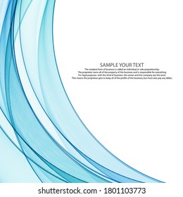 Wavy blue lines abstract vector business background. Design element.