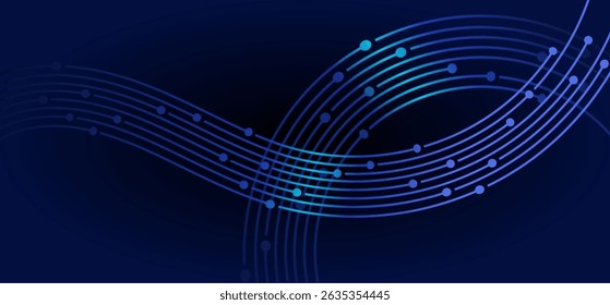 Wavy blue lines linked by dots