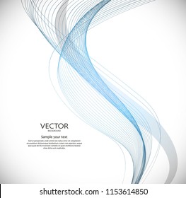 Wavy blue motion blue abstract background with lines. Vector illustration in digital style.