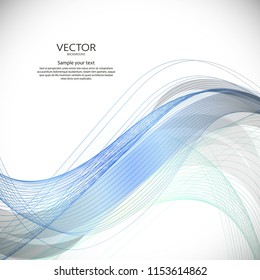 Wavy blue motion blue abstract background with lines. Vector illustration in digital style.