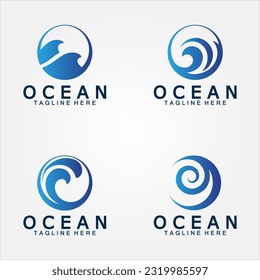 wavy blue ocean water letter O ocean wave logo design vector