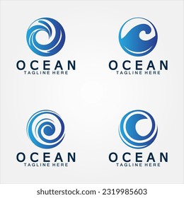 wavy blue ocean water letter O ocean wave logo design vector