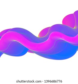 Wavy blue and pink design elements set. Decor for brochure, banner, flyer. Fluid, color wave, curve blend line. Vector illustration