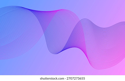 Fondo dinámico ondulado azul y rosa. Fondo abstracto de líneas paralelas de composición moderna