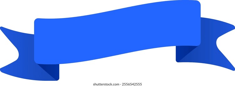 Wavy blue ribbon floating on white background, perfect for representing awards, achievements, celebrations, or adding a touch of elegance and distinction to designs