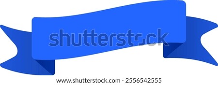 Wavy blue ribbon floating on white background, perfect for representing awards, achievements, celebrations, or adding a touch of elegance and distinction to designs