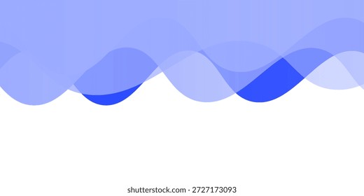 Separador azul ondulado, cabecera, Ilustración vectorial moderna de la forma del divisor