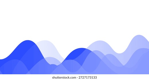 Separador azul ondulado, cabecera, Ilustración vectorial moderna de la forma del divisor