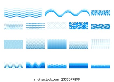 Wavy blue water texture of sea waves, Abstract frame of swirling shapes. Vector illustration of isolates.