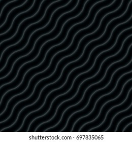 Unas líneas onduladas de ondulación azul ondulada con fondo negro transparente. Patrón vectorial transparente gris oscuro para su diseño.