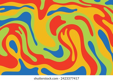 Wavy bold curved lines and squiggles ornament. brush strokes vector seamless pattern. colorful wallpaper.