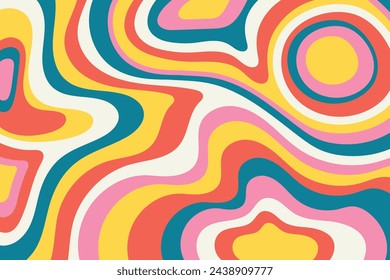 Wavy bold curved lines and squiggles ornament. brush strokes vector seamless pattern. colorful wallpaper.	
