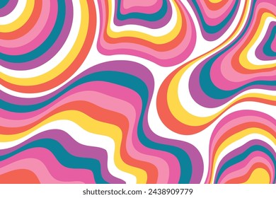 Wavy bold curved lines and squiggles ornament. brush strokes vector seamless pattern. colorful wallpaper.	
