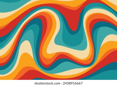 Wavy bold curved lines and squiggles ornament. brush strokes vector seamless pattern. colorful wallpaper.