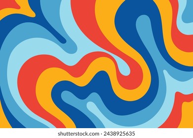 Wavy bold curved lines and squiggles ornament. brush strokes vector seamless pattern. colorful wallpaper.