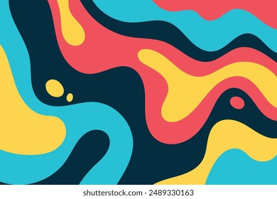 Wavy bold curved lines and squiggles ornament. brush strokes vector seamless pattern. 