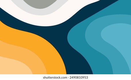 Wavy bold curved lines and squiggles ornament. brush strokes vector seamless pattern. colorful wallpaper.	