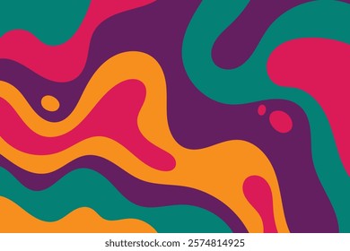 Wavy bold curved lines and squiggles ornament. brush strokes vector seamless pattern. colorful wallpaper.	