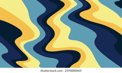 Wavy bold curved lines and squiggles ornament. brush strokes vector seamless pattern. colorful wallpaper.	