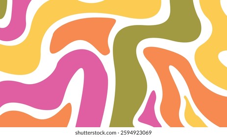 Wavy bold curved lines and squiggles ornament. brush strokes vector seamless pattern. colorful wallpaper.	
