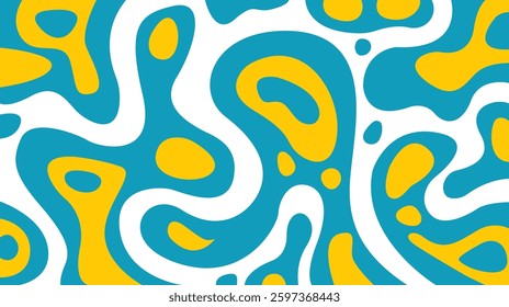 Wavy bold curved lines and squiggles ornament. brush strokes vector seamless pattern. colorful wallpaper.	
