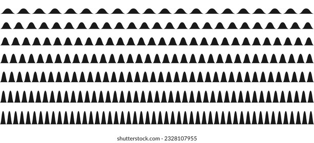 Wavy border pattern set. Repeating wave lines collection. Graphic design elements for decoration. Abstract dividers and separators. Vector