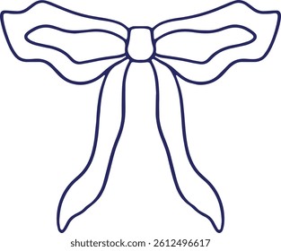 Wavy bow isolated on white background. Hand drawn illustration of a bow and on a white background.